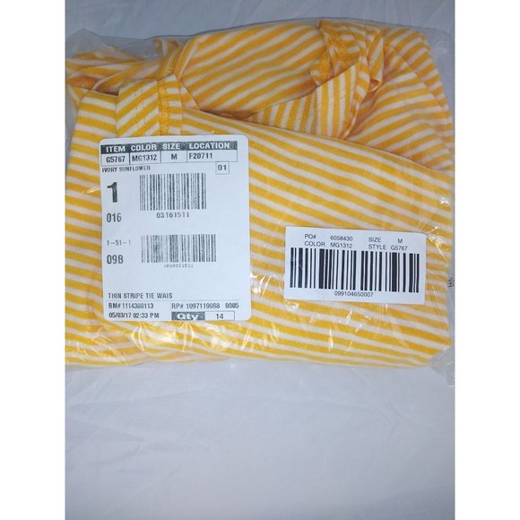 J.Crew Striped Yellow And White Tie-Waist Pocket Top Size Medium NWT - Picture 5 of 5